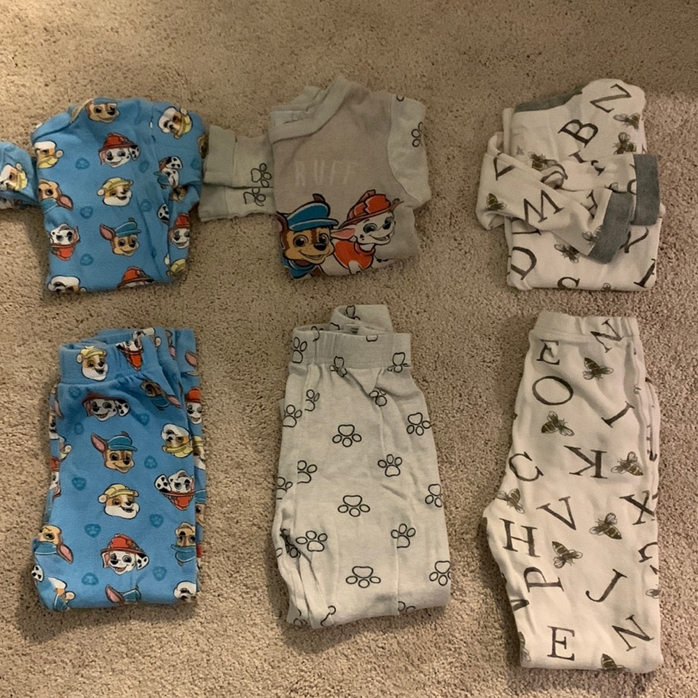 Bundle set of 3 total toddler size 4T long sleeve long pant pajama - gently used